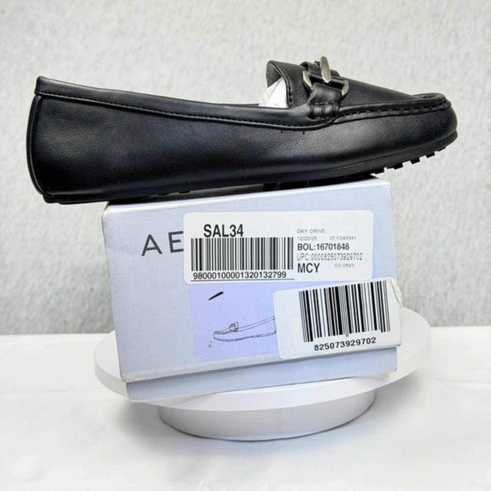 Aerosoles Day Drive Black Faux Leather Bit Loafers Driving Mocs Womens 9M A0784‎